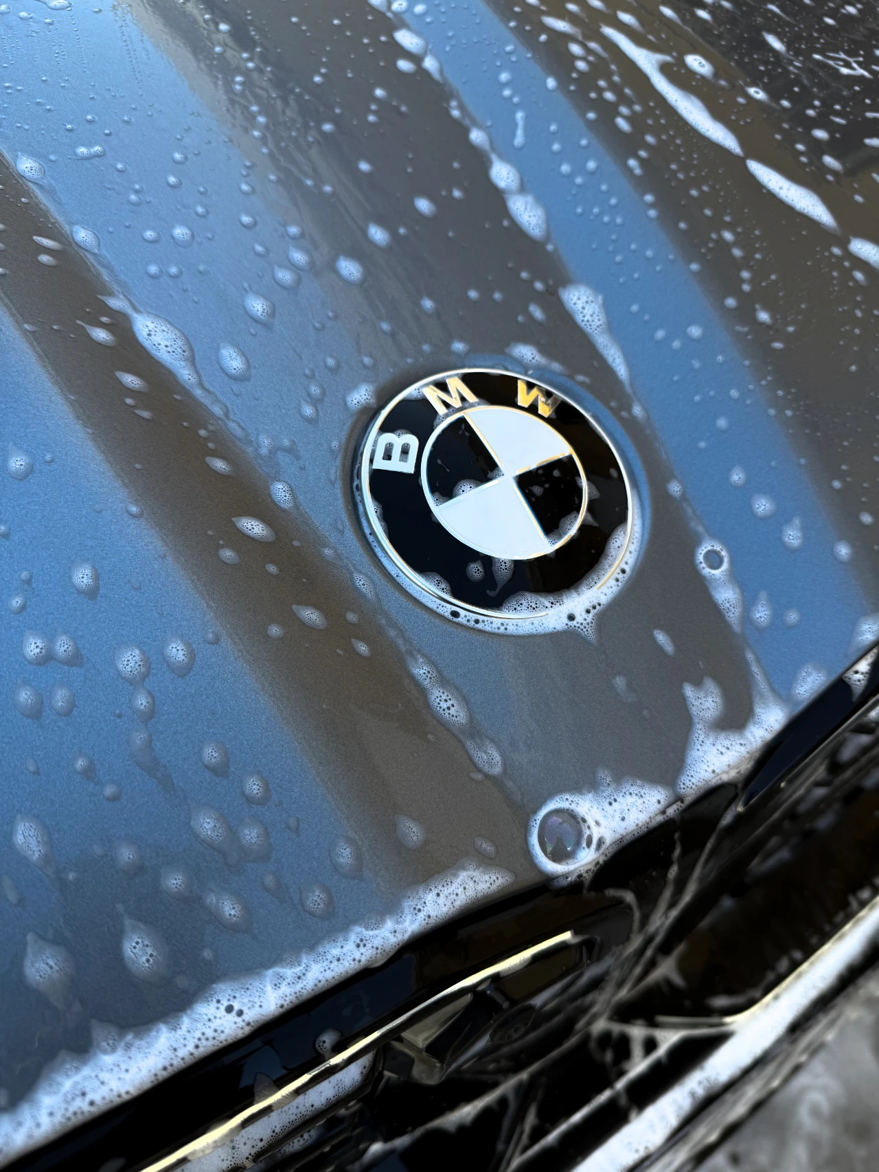 BMW bonnet badge after detailing
