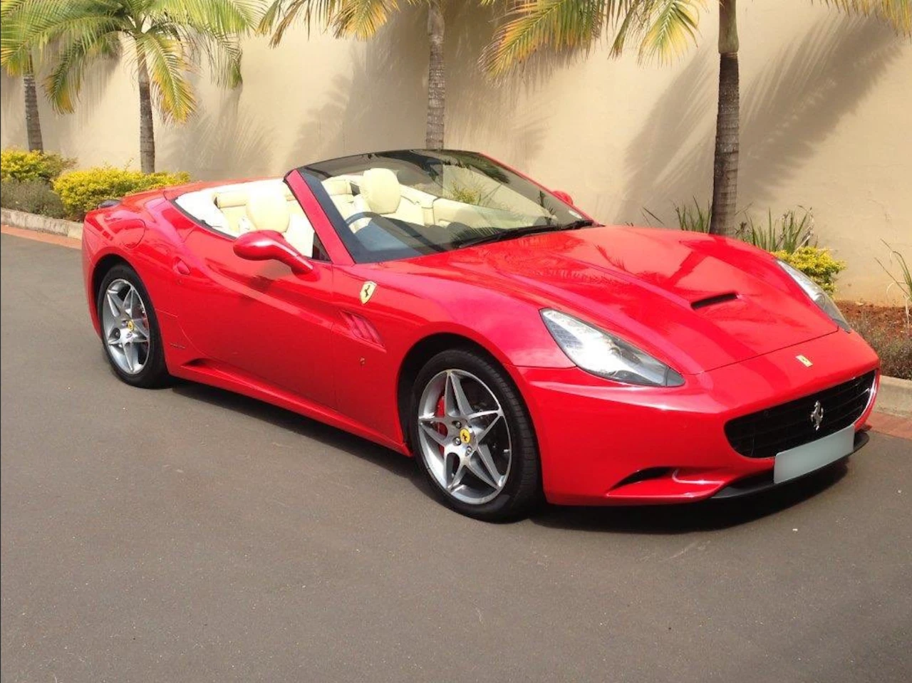 Ferrari California with the roof open