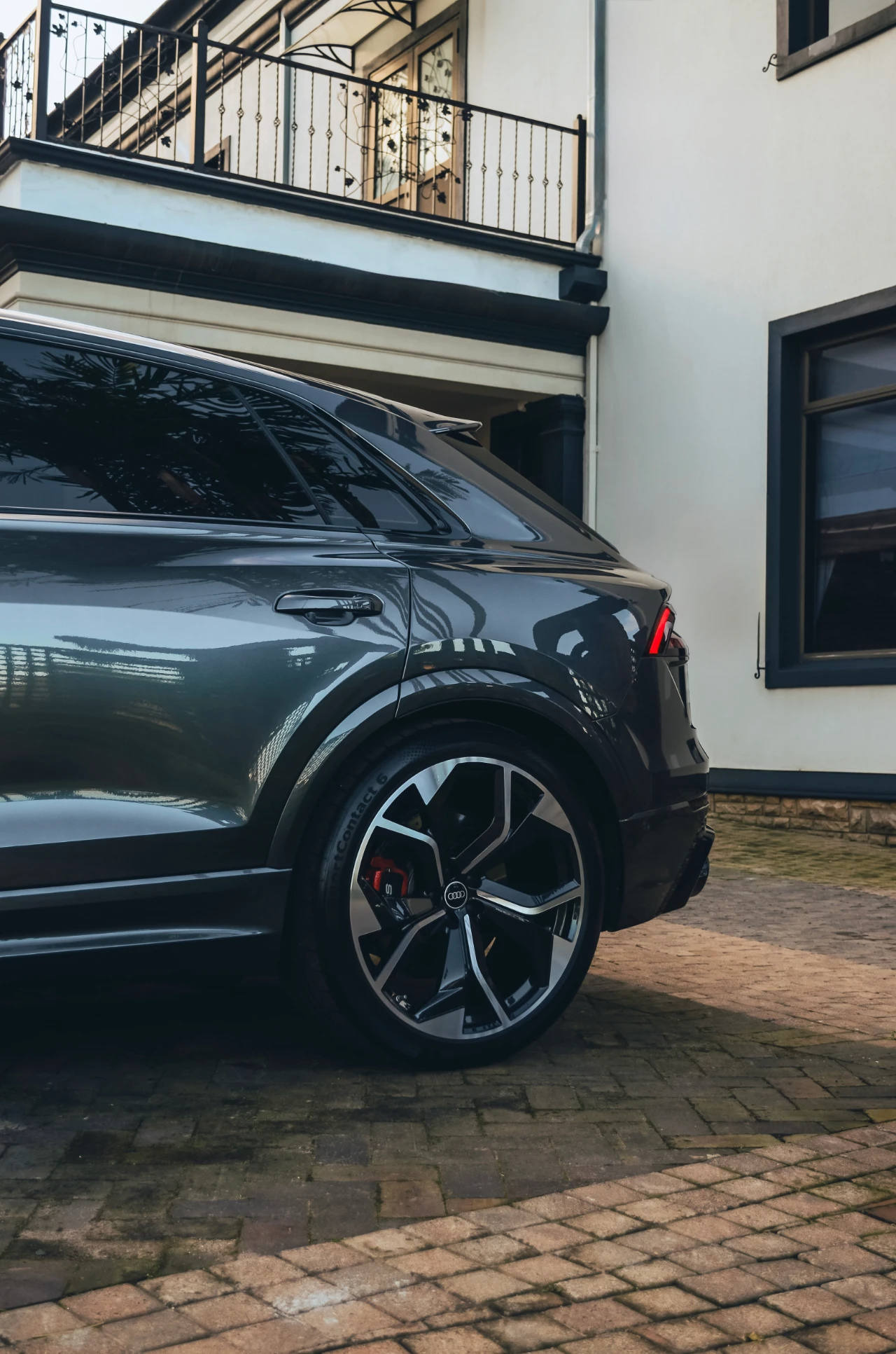Grey Audi RSQ8 rear quarter and wheel